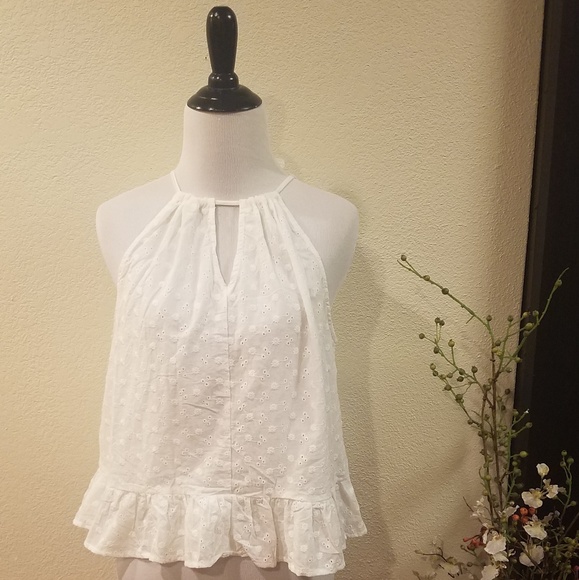 Caution To The Wind Tops - Caution To The Wind White Lace Halter Top Medium